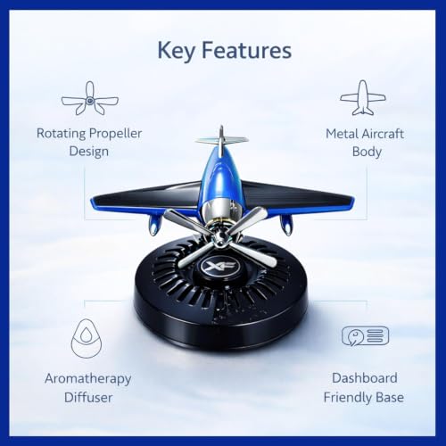 Image of YOURKARTS.COM Solar Spinning Glider Dashboard Perfume | 360 Rotating Solar Powered Car Air Freshener with Built-in Plant-Based Organic Fragrance | Airplane Dashboard Perfume | Car Interior Accessory