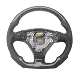 Replacement D Shape Real Carbon Fiber Steering Wheel With Leather Compatible For Audi A4 B6 2000-2006(With Button)
