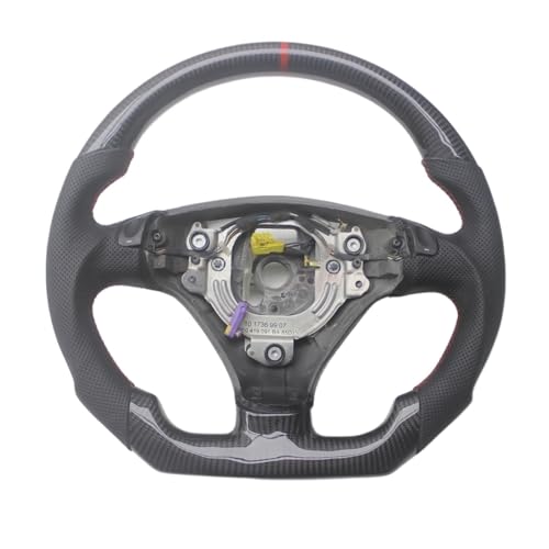 Replacement D Shape Real Carbon Fiber Steering Wheel With Leather Compatible For Audi A4 B6 2000-2006(With Button)