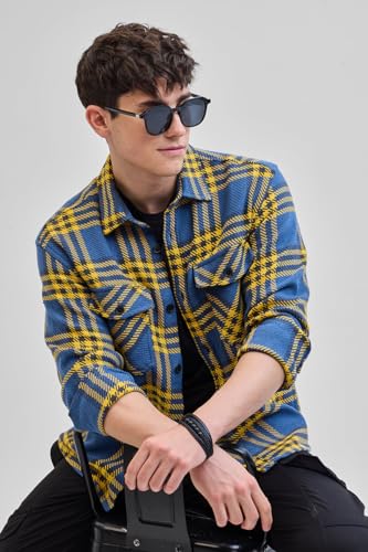 Image of SNITCH Blue Checks Double Pocket Flannel Overshirt