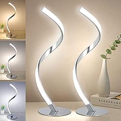 Lamparas De Mesita De Noche Modernas Amazon 2 Piezas LED Lámpara de Mesita Regulable, Espiral Lámpara de Noche, Aluminio Moderna Decoración Lámpara de Mesa con Control Tactil, 3000K-5000K (Blanco Cálido/Natural/Frío) para Oficina Sala de Estar