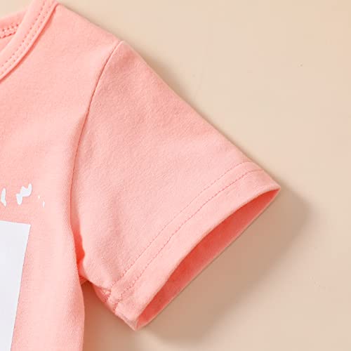Grnshts Baby Girl Clothes Toddler Girl Letter Print Tops+Peach Bell-Bottoms Pants+Headband 3Pcs Summer Outfits(Pink Peach,18-24M) #TOP3