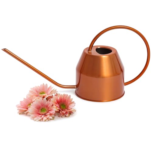 Plexon Rose Gold Metal Watering Can Indoor Plants 40 oz, Stainless Steel Long Spout Watering Can...