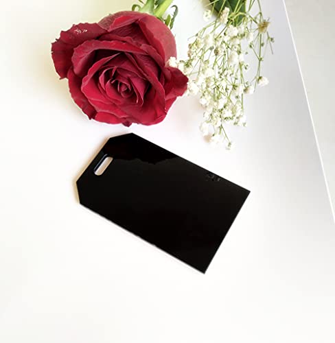 Set of 10 Blank Luggage Tags, Personalized Acrylic Luggage Tag, Wedding Place Cards, Name Cards - Escort Cards – Place Cards (Black)