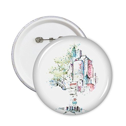 Badge pins bouton décoration cadeau lot de 5 broches aquarelle arbre