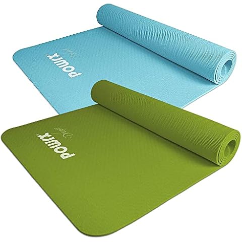 POWRX Yoga Mat TPE with Bag | Exercise mat for workout 68" x 24" 0.2 Inches Thickness KIWI Bundle with POWRX Yoga Mat TPE with Bag | Exercise mat for workout68" x 24" 0.2 Inches Thickness Petrol Cover