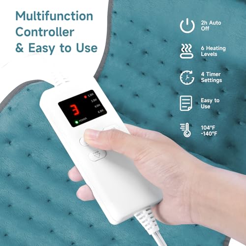Image of Electric Heating Pad for Back Period Pain & Relax, Christmas Mother Father Day Gifts for Women Mom Older, Portable Heating Pad for Shoulder Neck with 4 Timer & 6 Fast Heat Up