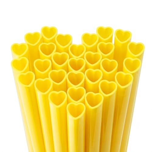 Image of 25pcs Heart Shaped Straws 8mm-Individually Wrapped Disposable Straw(Yellow)