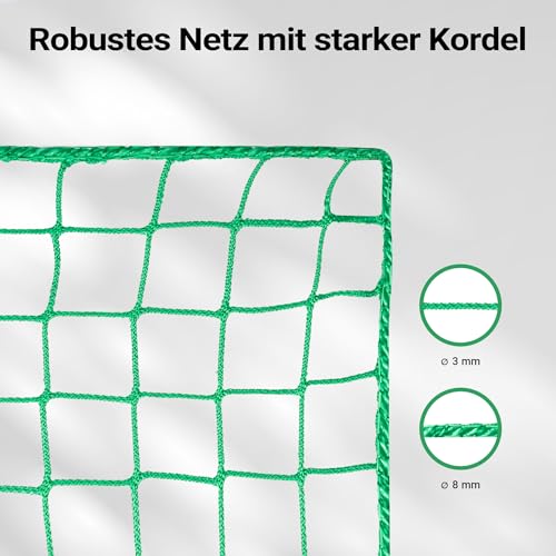 Wiltec Ladungssicherungsnetz 5x3 m Grün Masche 4,5x4,5 cm Stärke 3 mm Polypropylen Transportnetz für Anhänger mit Randkördel Witterungsbeständig Ladung Sicherheit