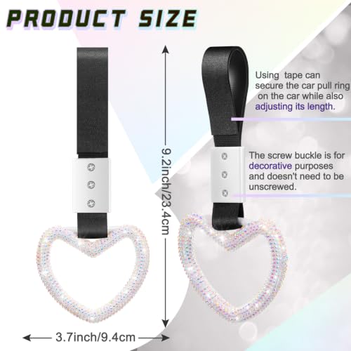 Image of Fabbay Bling Car Accessories Bling Heart Handle Ring Car Accessory for Women Hearts Hand Strap Drift Charm Rear Bumper Warning Ring Decor for Auto Interior Exterior Decoration(Colorful,Heart Style)