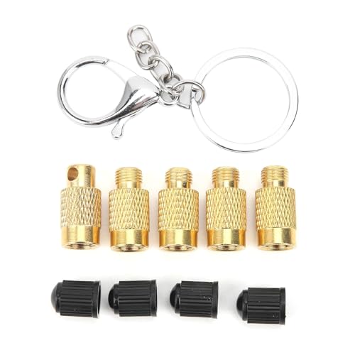 Image of 4‑in‑1 Tire Deflator Tool Kit, Portable Tyre Deflation Valve Tools, Copper Tire Pressure Relief Tire Bleeder Valve for Offroad Vehicles with Valve Keychain