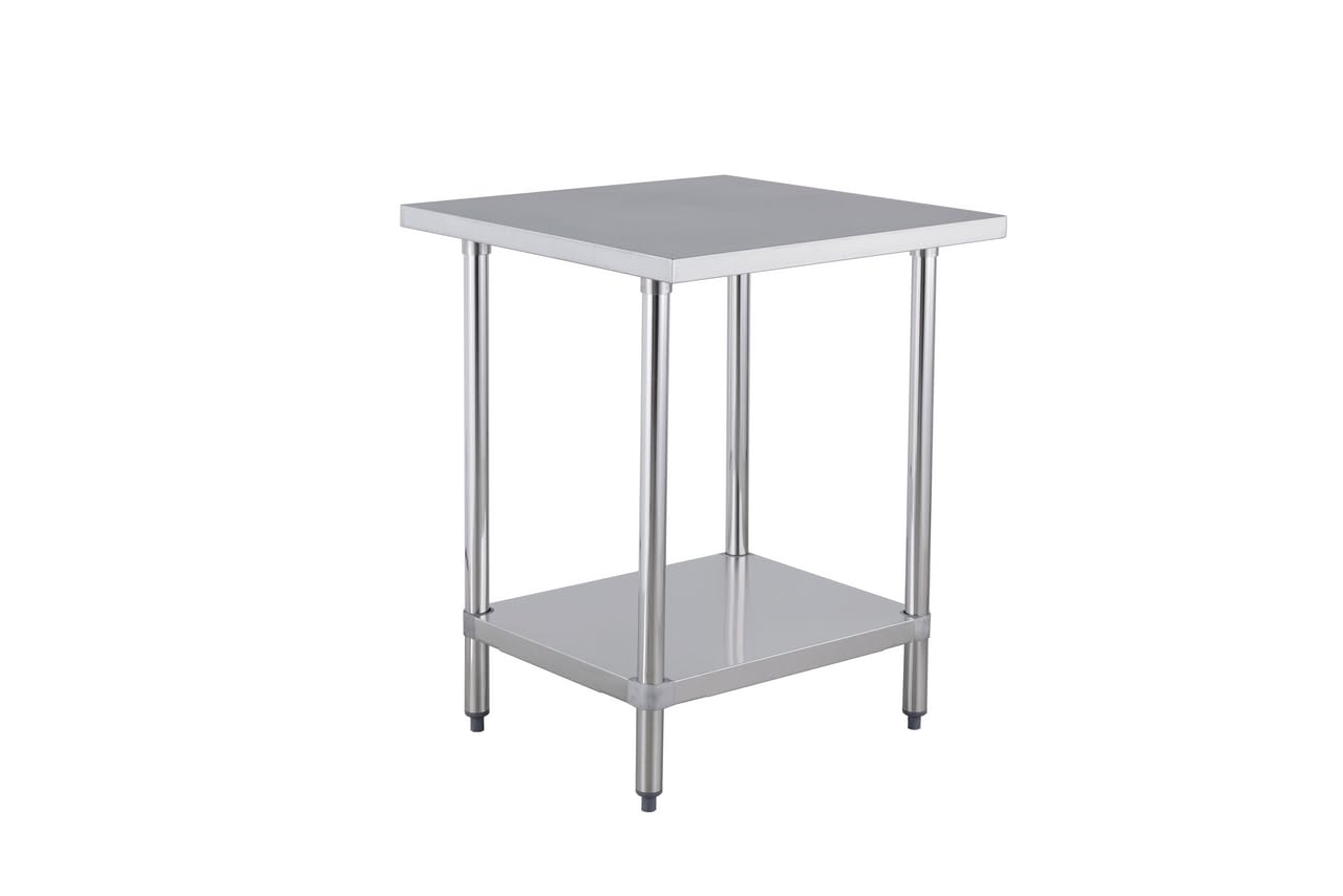 METRO Professional Tavolo da lavoro GWTS4077, acciaio inox, 70 x 70 x 85 cm, 2 ripiani, quadrato, argento, ideale per ristoranti