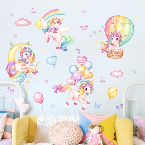Vinilo decorativo unicornio arcoíris para pared miniatura 3