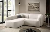 DOMO. collection Ecksofa Ansina, kleine Couch in L-Form, mit Taschenfederkern, Polstergarnitur Longchair Links, 216 x 196 x 76 cm (BxTxH), Creme