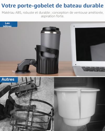 Porte gobelet voiture ventouse réglable plastique pour camion, bateau et auto - 4