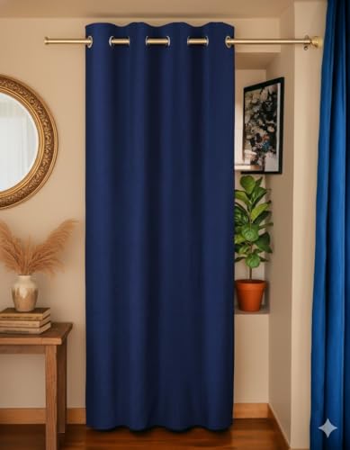 Image of Premium Jute Curtains | 7 Feet Long Curtains | Home, Living Room & Bedroom | Size= 54 x 84 Inches (Navy Bue)