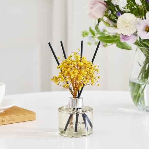 Image of COCODOR Flower Reed Diffuser Set / 6.7oz / Ylang Ylang /Scent Diffuser with Sticks Home Fragrance Reed Diffuser for Bathroom Shelf Decor