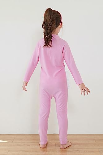 Image of Girls Swimsuits Long Sleeve Rash Guard Swimwear with Matching Cap One-Piece Bathing Suits 2-10 Years