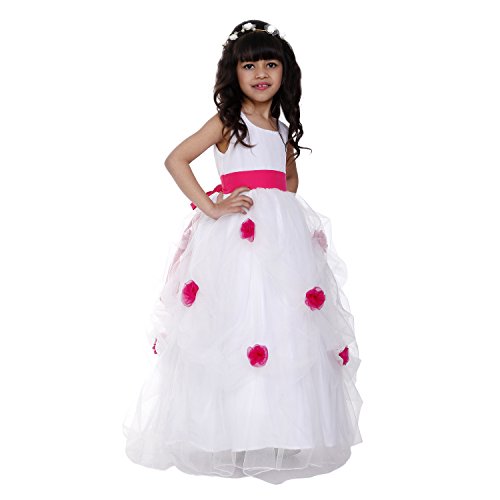 Image of SOFYANA Baby Girls Satin Net Cotton Satin Wedding Dress Kids Parties Wear 4-5Years