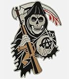 SOA Reaper Large Iron on Biker Patch 11x7 Inch by AmericanBikerGear
