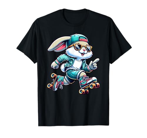 Happy Easter Bunny Roller Skating Player Lover Sport Rabbit T-Shirt