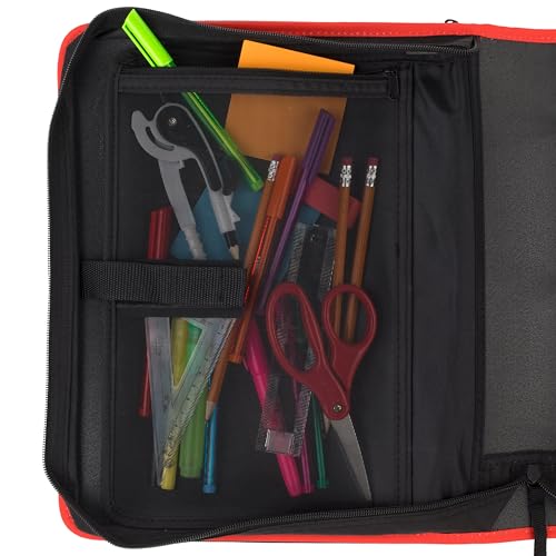 Image of Five Star 2 inch Durable Zipper Binder, Includes 6 Pocket Expanding File, Red (72538)
