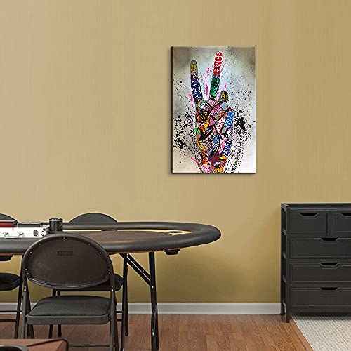 Graffiti Canvas Wall Art Victory Gesture Canvas Prints Graffiti Art Canvas Pop Culture Decor Colorful Canvas Art Street Art Canvas Wall Art For Living Room Bedroom Decor Ready To Hang (12''Wx18''H) #TOP2