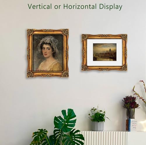 Image of Vintage 8x10 Picture Frame Gold Antique Picture Frames for Wall Hanging & Tabletop, Ornate Baroque Frames 8x10 or Matted to 5x7 Photo (8x10 inch, Bronze) | Real Glass, Wall or Tabletop Display, Fits 8x10 or 5x7 Photo with Mat