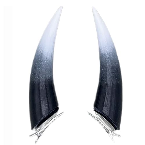 ATekatac 3D Devil Horns Headband Women Demon Horns Clips Halloween Cosplay Props (Black White)