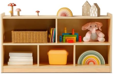 OOOK Montessori Shelf 5-Section Wooden Storage Cabinet, 2-Shelf T...