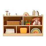 OOOK Montessori Shelf 5-Section Wooden Storage Cabinet, 2-Shelf Toy Organizers and Storage, Kids Classroom Organizer, Playroom, Daycare and Preschool