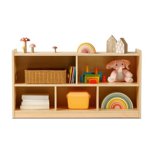 OOOK Montessori Shelf 5-Section Wooden Storage Cabinet, 2-Shelf Toy Organizers and Storage, Kids Classroom Organizer, Playroom, Daycare and Preschool