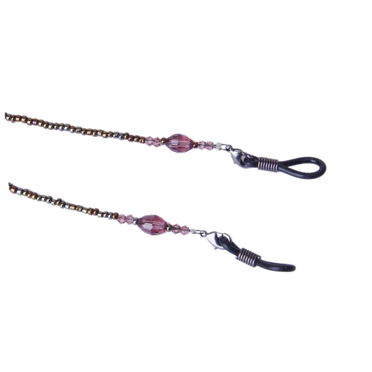 3piezas Cadena De Gafas Decorativa Bohemia Cuentas Moradas Sujeción Elegante y Accesorio De Moda Para Mujeres