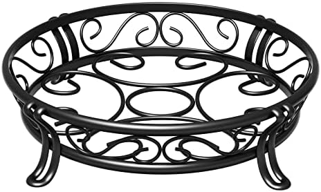 Yimobra Metal Plant Stand for Outdoor Indoor, Heavy Duty Flower Pots Holder Rustproof Wrought Iron Planter Stands Garden Round Supports Rack for Planter 11.8 Inches, Bronze Black