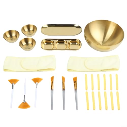 Skincare Essentials Set mit Edelstahlschalen und 26 Nylon-Werkzeugen für die Vorbereitung und Anwendung von Gesichtsprodukten