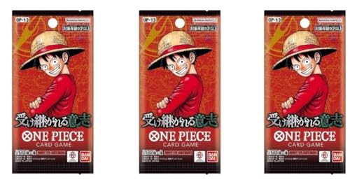 One Piece Card Game Carrying On His Will OP-13 Booster Pack (Japanese) - 3 Packs - 15 Cards