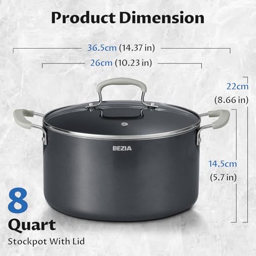 Bezia 11494 8 Quart Pot With Lid, Bezia Ceramic Nonstick Stock Pot thumb #6