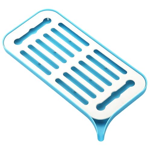 Bandejas Plastico para Escurrir, Bandeja de Drenaje para Encimera de Cocina, Rejilla de Secado para Tazas y Botellas(Blue)