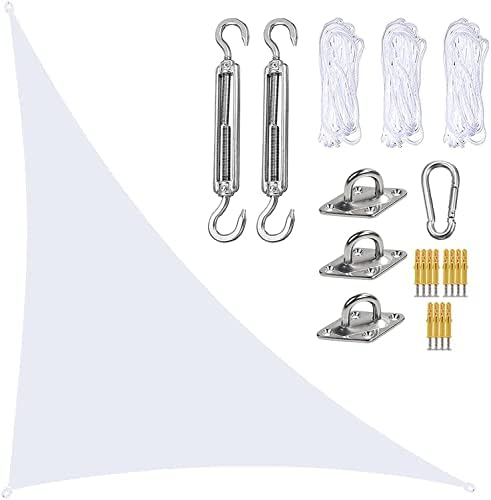 Sun Shade Cloth 3x4x5m with Eyelets, Waterproof Awning for Patio, Garden, Camping Triangular Sun Protection with Tension Ropes White Cover for Egg Chair UV Protection and Rain Resi