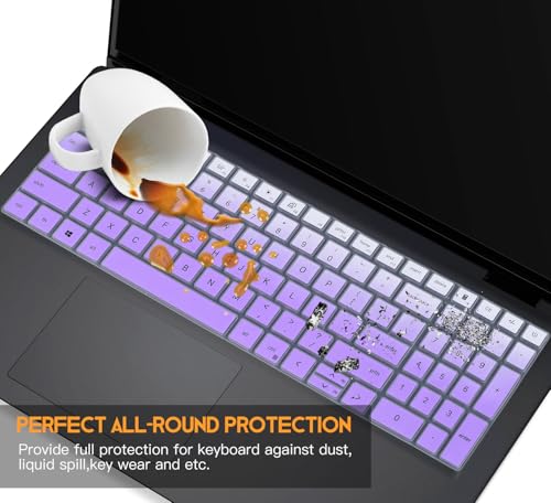 Keyboard Cover for 2026 2025 Dell 15 Laptop DC15250 DC15255 15.6, 2024 2023 15.6 Dell Inspiron 15 3510 3511 3520 3530 3535 5510 5515 5518, Inspiron 16 5640 5645 Skin, Ombre Purple