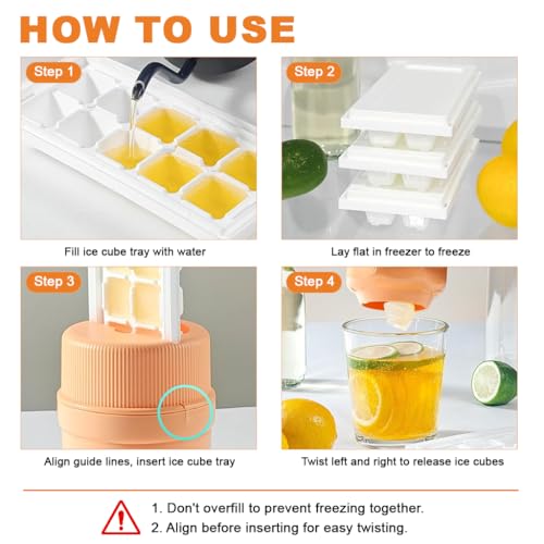 Image of Supvox Ice Cube Tray Twisting Ice Cup, Food Grade Silicone Ice Box with 3 No-Lid 10-Grid Ice Cube Plates, Easy Twist-Release Ice Rock Mold, Universal for Cups & Mugs