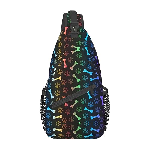 Sac à dos à bandoulière noir imprimé pattes de chat et chien pour adulte