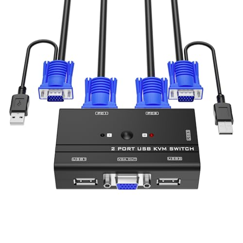 Yinker 2 Port VGA KVM Switch for Desktop Control