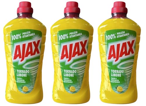 Detergente Multiuso per Ajax Tornado, 1L, Profumazioni Marsiglia, Aceto e Limone, Confezioni da 1, 3 o 6 Flaconi (3, Limone)