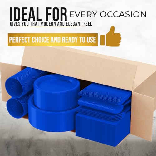 Image of Exquisite 350 Pcs Dark Blue Plates and Napkins Party Supplies Plate Sets