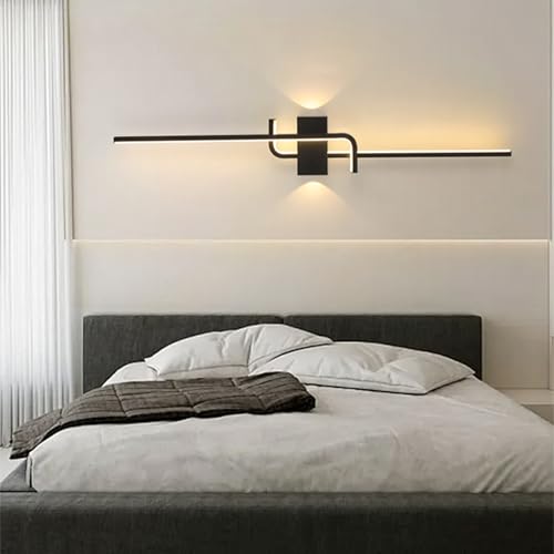 Aplique de pared LED de 60cm con mando regulable en aluminio negro 5