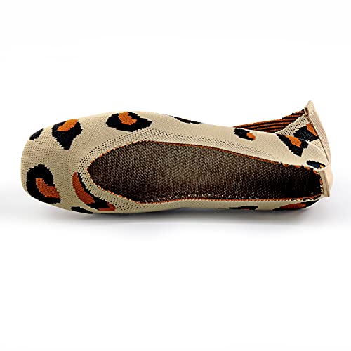 Image of RVROVIC Women's Square Toe Knit Flats Shoes Casual Slip on Ballet Flats Comfortable Shoes for Women