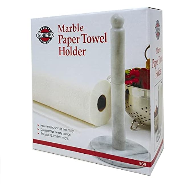 Norpro Marble Paper Towel Holder, white, 12.5 tall, 5.25 base