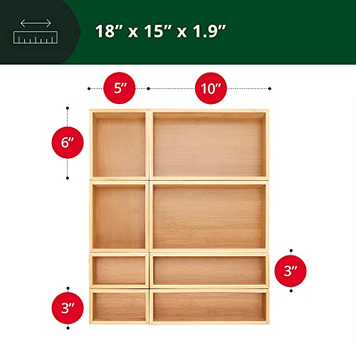 Royal Craft Wood Luxury Bamboo Drawer Organizer Storage Box, Bin Set - Multi-Use Drawer Organizer For Kitchen, Bathroom, Office Desk, Makeup, Jewelry (8 Boxes) #TOP1