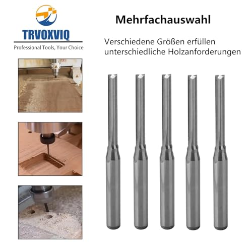 Trvoxviq Gerade CNC-Fräser-Bits Schaftfräser 5 Stück Frässchneider Werkzeuge mit 2 Rillen, 2x17mm, 1/8’’ Schaft Vollhartmetall CNC-Bits Mühlensets für PVC Acryl Gravur Schnitzen